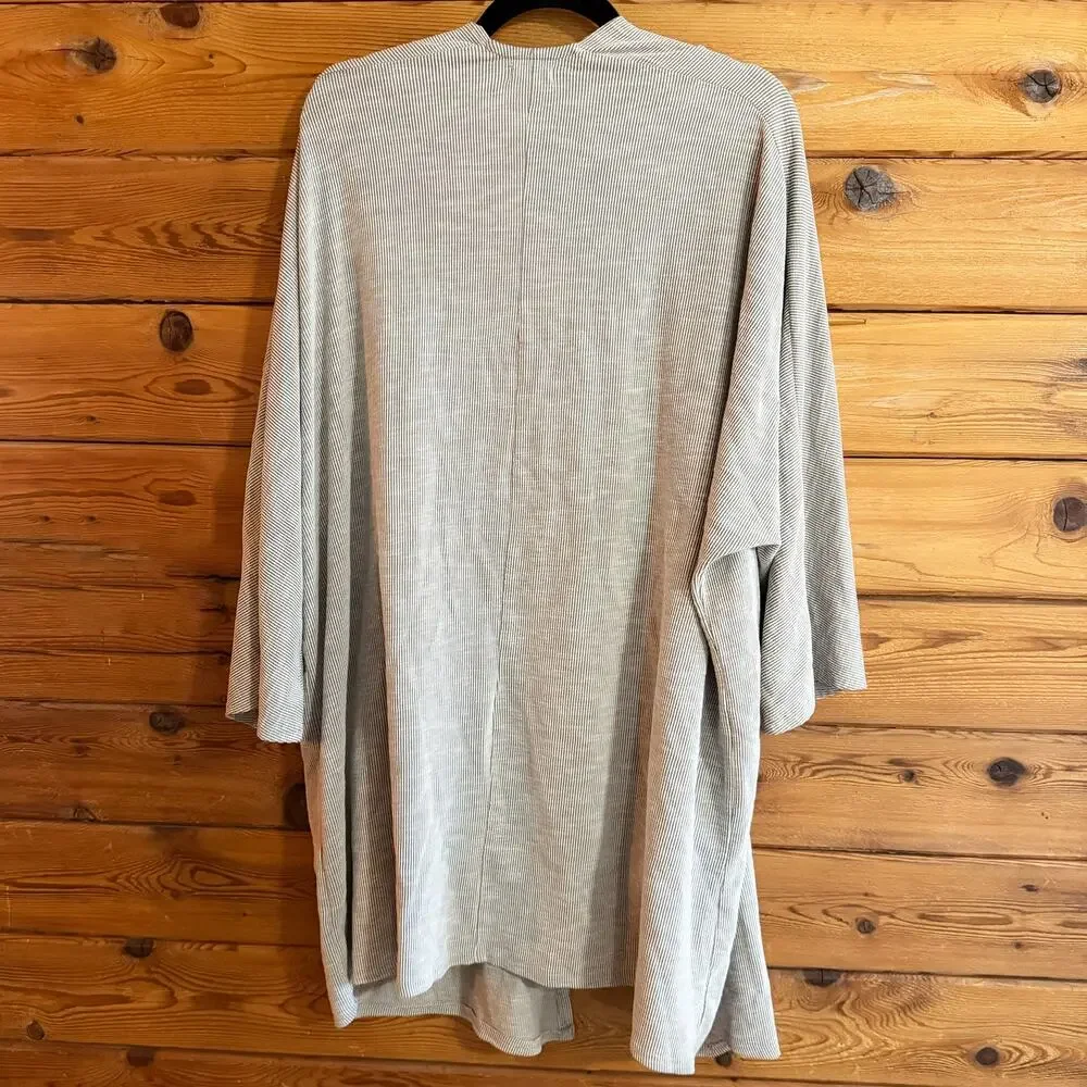 DONNI Anthropologie Open Oversized Ribbed Cardigan Sandwash Gray O/S Plus